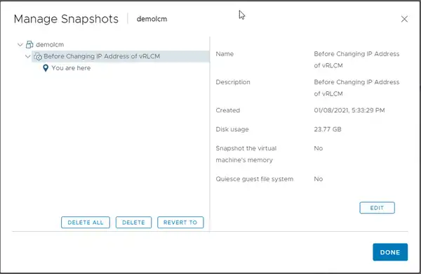 Changing the IP Address of vRLCM after it's deployment