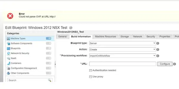 Could not parse OVF at URL http://<<hostname>>/<<filename>>.ova -()
