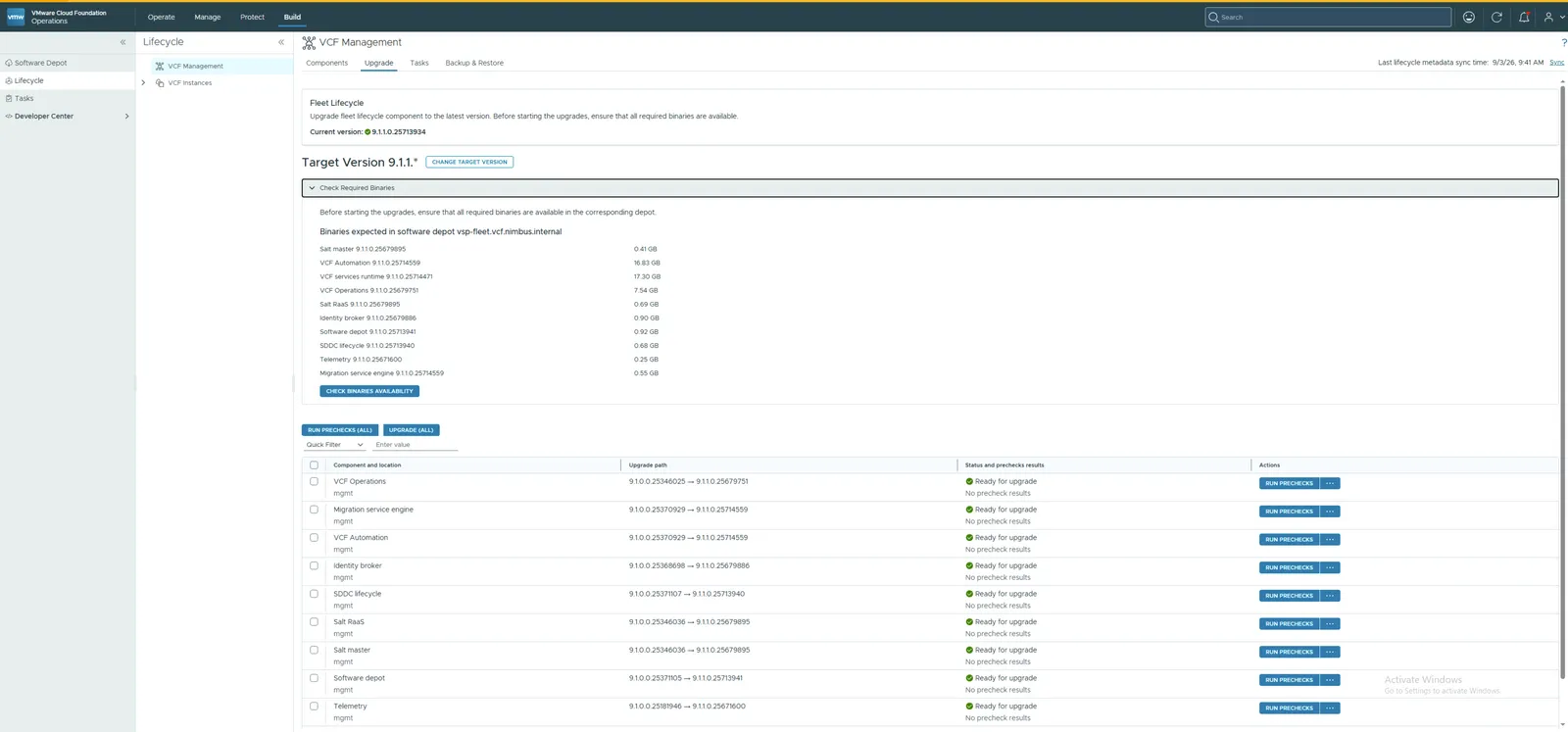 Required binaries list with the Check Binary Availability option