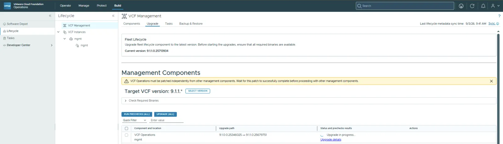 Starting the VCF Operations patch