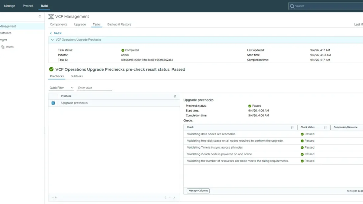Patching VCF Operations 9.1.0.0 to 9.1.1.0