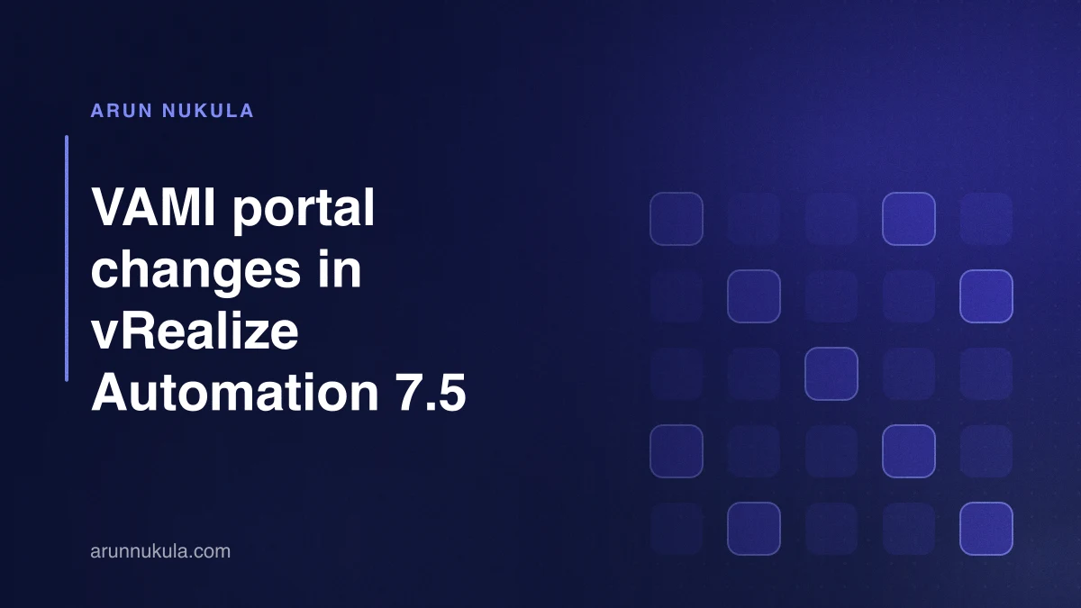 VAMI portal changes in vRealize Automation 7.5