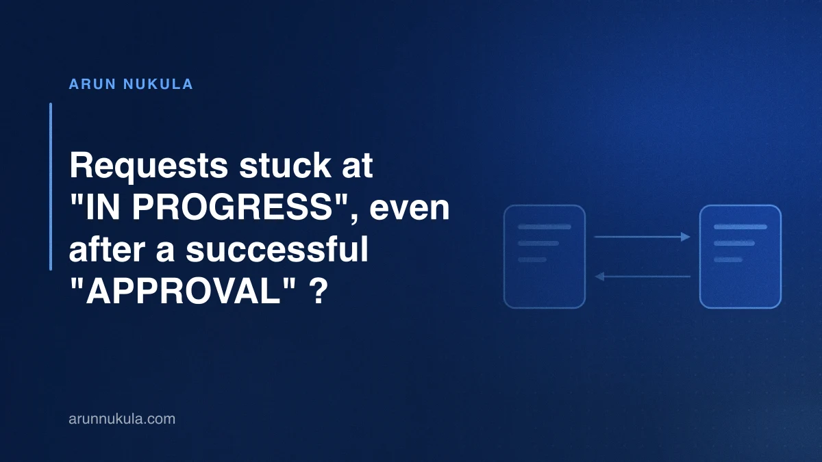 Requests stuck at "IN PROGRESS", even after a successful "APPROVAL" ?