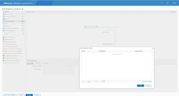 Selecting a Network Profile unavailable  while creating a blueprint