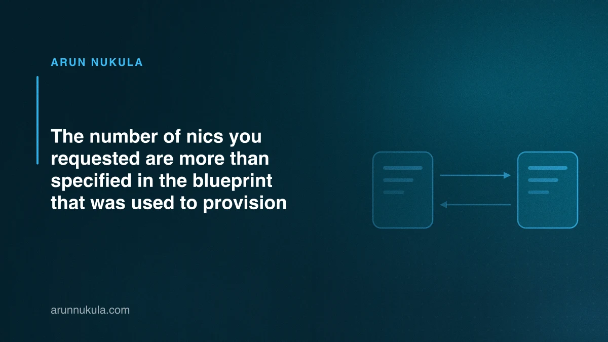 The number of nics you requested are more than specified in the blueprint that was used to provision