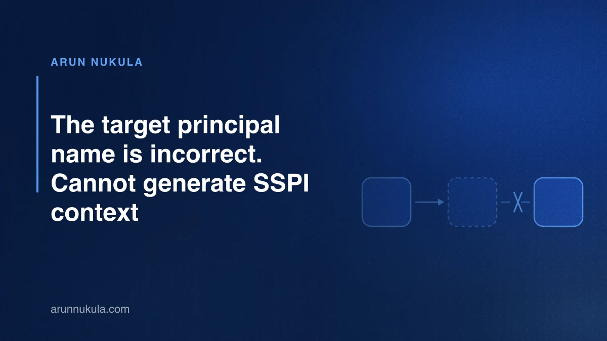 The target principal name is incorrect.  Cannot generate SSPI context