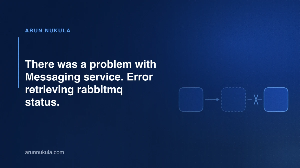 There was a problem with Messaging service. Error retrieving rabbitmq status.