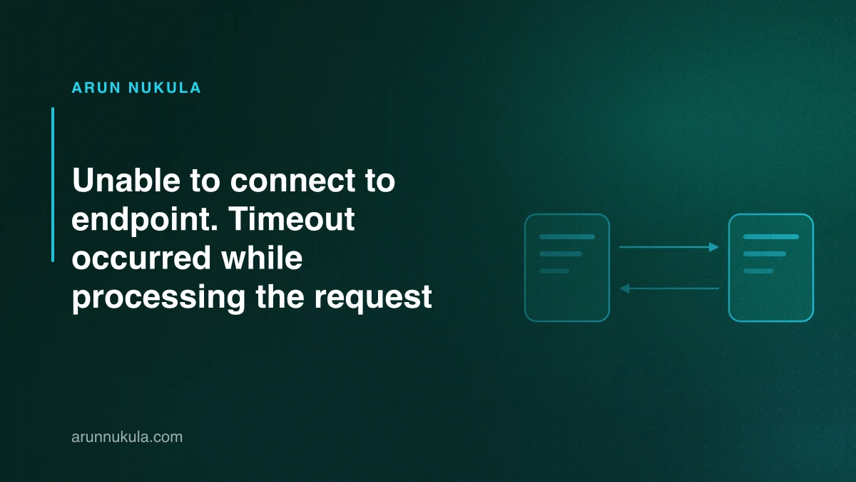 Unable to connect to endpoint. Timeout occurred while processing the request