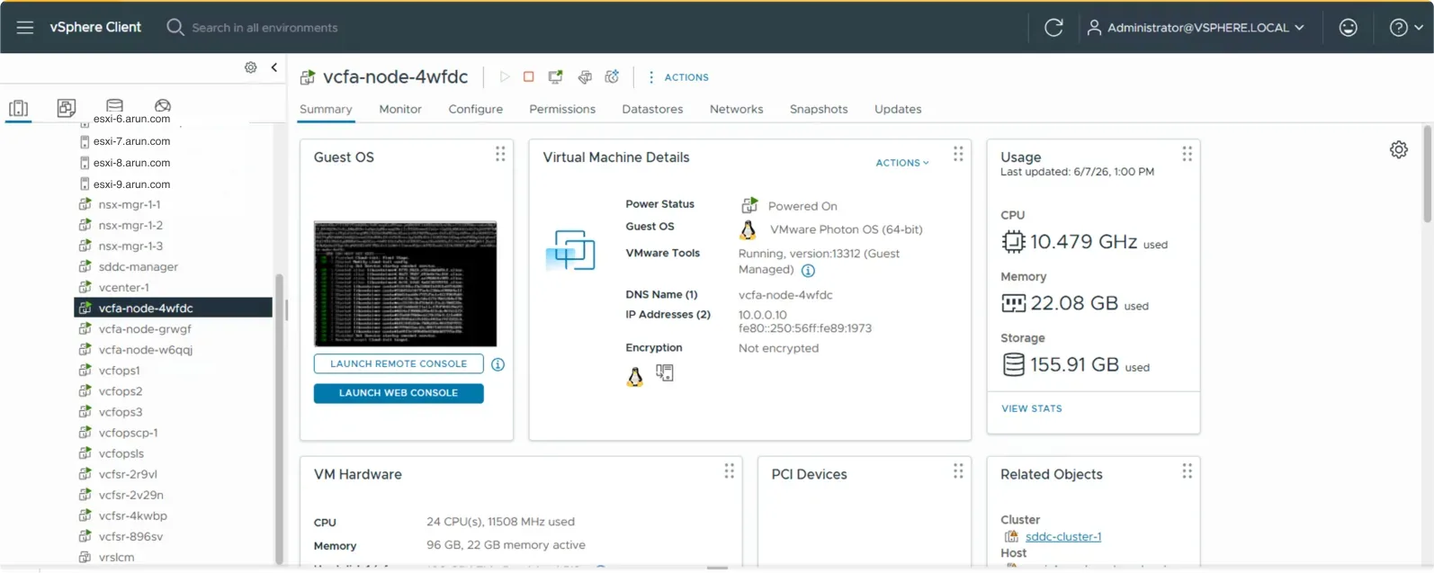 Existing VCF Automation 9.0.2.0000 node in vCenter