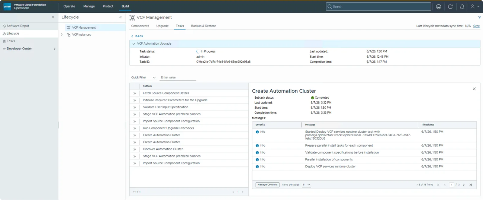 Create Automation Cluster subtask