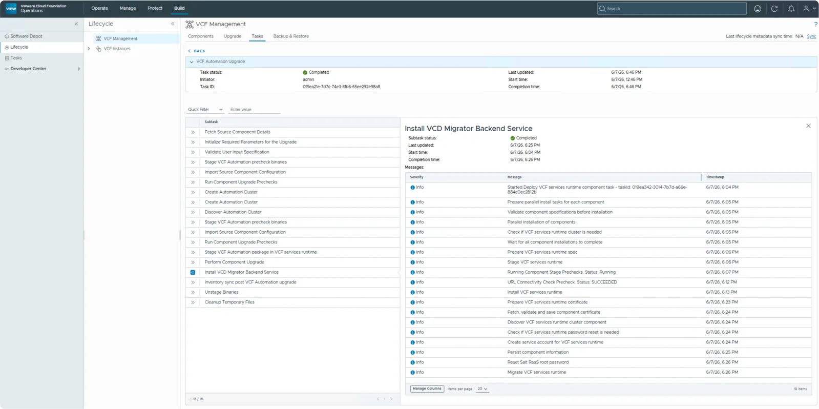 Install VCD Migrator Backend Service subtask