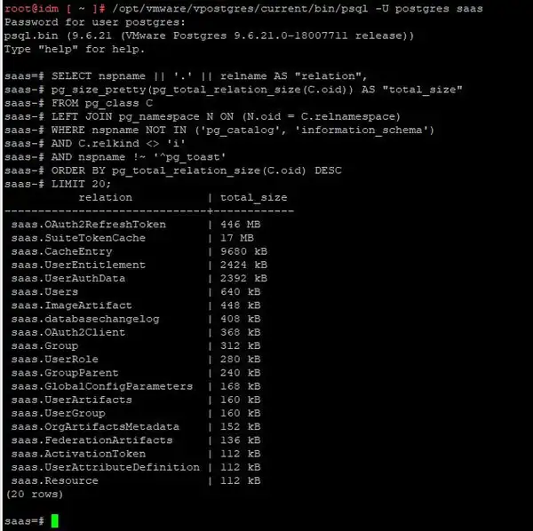 vIDM 3.3.x appliance has no space left on device /db/data postgres DB taking all the space