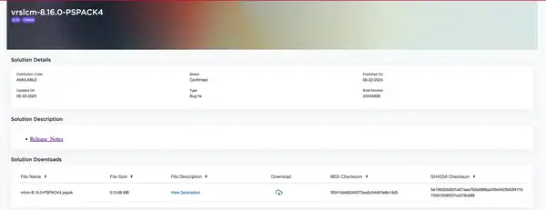 VMware Aria Suite Lifecycle 8.16.0 Product Support Pack 4 Released