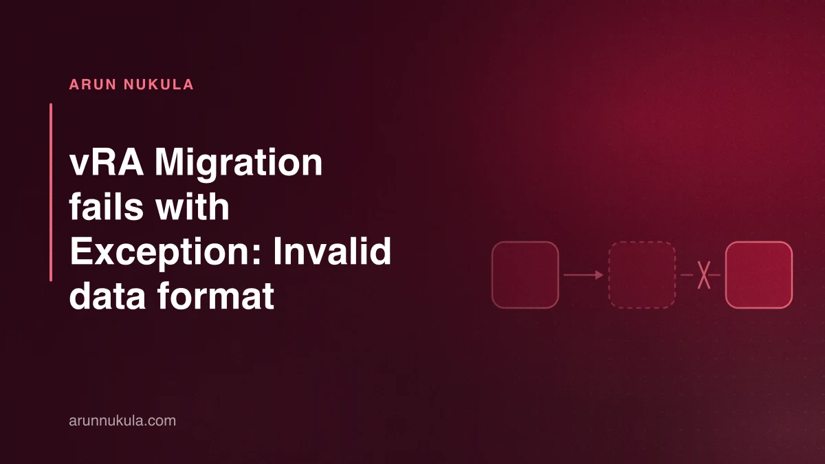 vRA Migration fails with Exception: Invalid data format