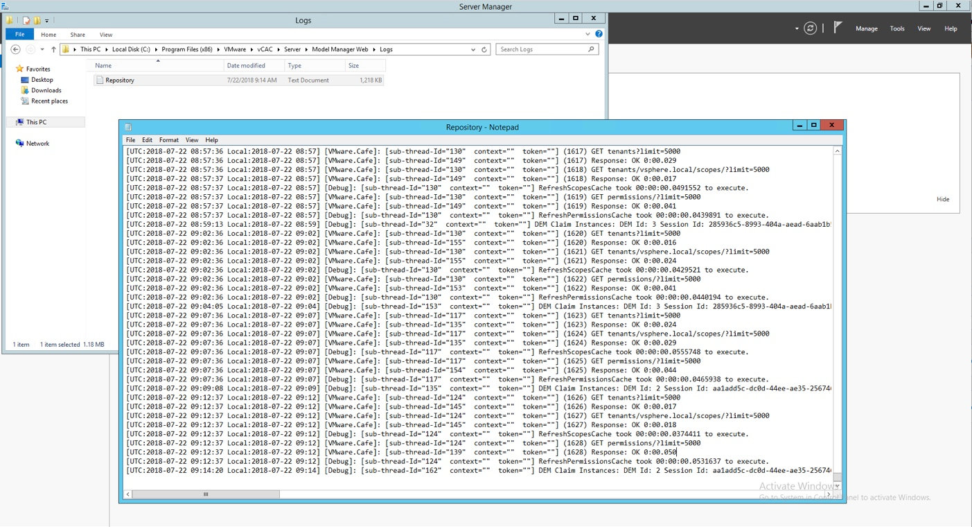 Verifying Repository.log
