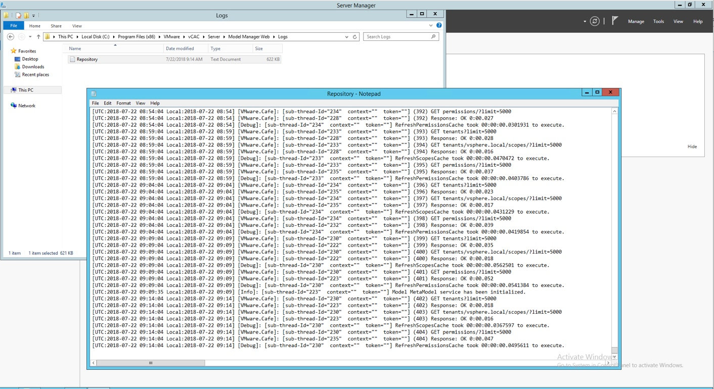 Verifying Repository.log