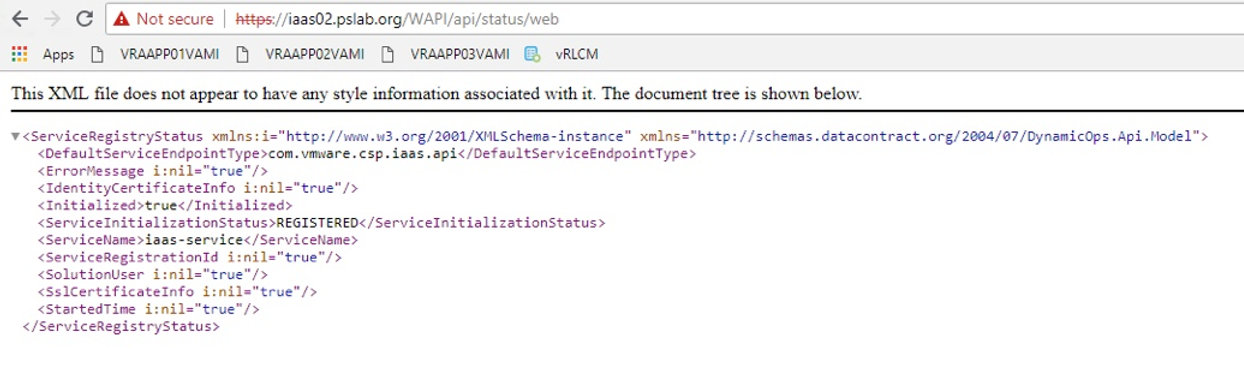 Checking if iaas-service is registered