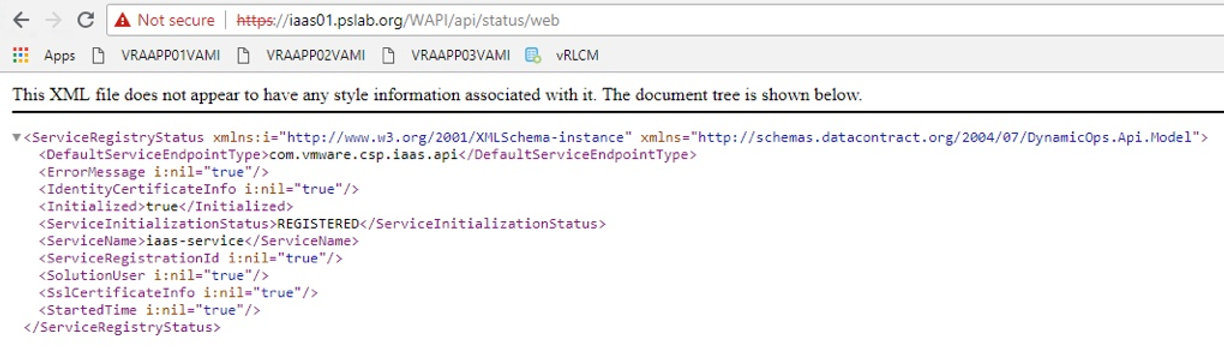 Checking if iaas-service is registered