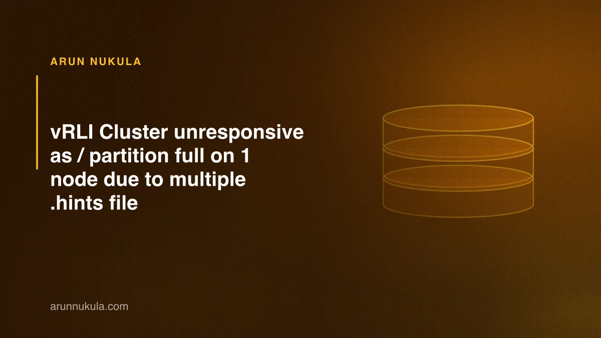vRLI Cluster unresponsive as / partition full on 1 node due to multiple .hints file